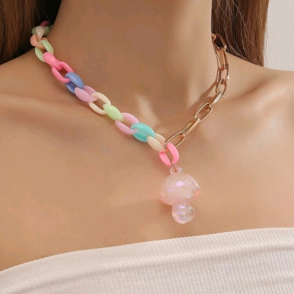 Mushroom two tone necklace